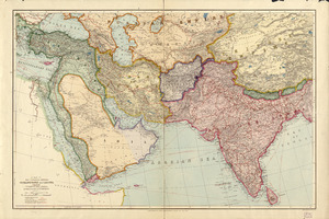 A map of the countries between Constantinople and Calcutta including Turkey in Asia, Persia, Afghanistan and Turkestan