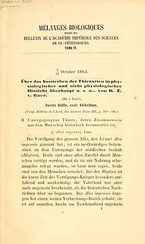 Baer, Karl Ernst von – Über das Aussterben der Thierarten in physiologischer und nicht physiologischer Hinsicht überhaupt, 1863 – BEIC 10944358