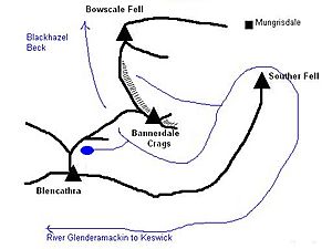 Bannerdale Crags sketch map