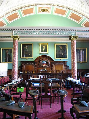 Bath Guildhall, Council chamber, toward chair