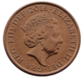 British one penny coin 2016 obverse