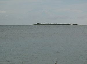 Cardona Island Light at Port of Ponce, PR, as seen from Isla de Gatas (IMG 3693)