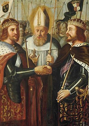 Circle of Jean Chalette (Troyes 1581-1643 Toulouse); an alliance between the King of England and the King of France, possibly depicting the Treaty of Picquigny