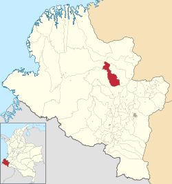Location of the municipality and town of Cumbitara in the Nariño Department of Colombia.