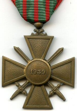 Croix de Guerre 1939 France REVERS