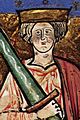 Image of Æthelred II with an oversize sword from the illuminated manuscript "The Chronicle of Abingdon"