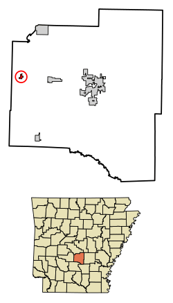 Location of Poyen in Grant County, Arkansas.