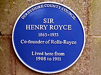 Henry Royces' Blue plaque in Quarndon