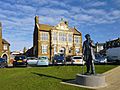 Hunstanton Town Hall and Le Strange statue (geograph 5686415)