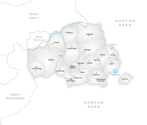 Karte Gemeinden des Bezirks Wasseramt