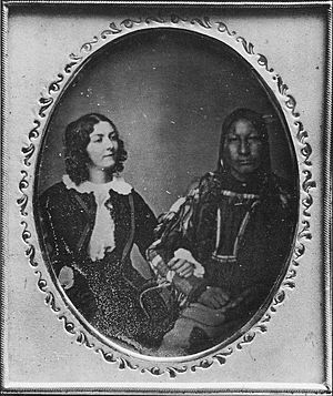 Lola Montez & Alights-on-a-Cloud Cheyenne chief, 1850s