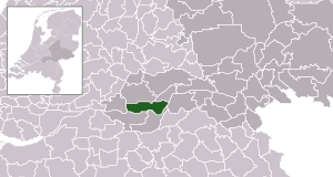 Highlighted position of Neerijnen in a municipal map of Gelderland