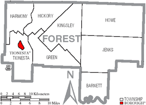Map of Forest County Pennsylvania With Municipal and Township Labels