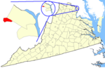 State map highlighting Falls Church