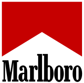 Marlboro with red rooftop logo as used by Altria and Philip Morris International