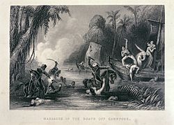 Massacre in the boats off Cawnpore - The history of the Indian Mutiny (1858-1859), opposite 336 - BL