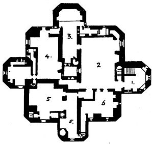 Plan of Warkworth Castle's keep, 1909