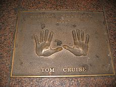 Plaque with Tom Cruise's handprints in Leicester Sq London