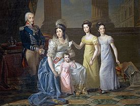 Portrait of King Victor Emmanuel I of Sardinia and his family by Luigi Bernero
