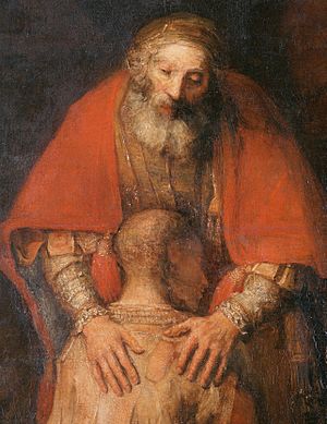Rembrandt Harmensz. van Rijn - The Return of the Prodigal Son - Detail Father Son