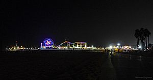 Santa Monica Pier and Ferris Wheel by night, Sept 2012