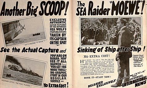 Sea Raider Moeve - International Newsreel 1920 Ad