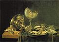Willem Claesz Heda - Nautilus Cup, Tazza, and Plates of Oysters - 1649