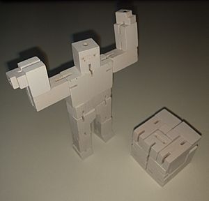 Wooden cube puzzle man