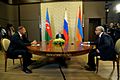 Встреча с Президентом Азербайджана Ильхамом Алиевым (слева) и Президентом Армении Сержем Саргсяном