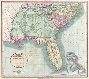 Southeastern U.S. and Indian territories, including Cherokee, Creek, and Chickasaw; 1806