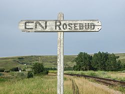 2003-07-19 Canadian National Railway sign for Rosebud, Alberta CAN