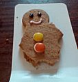 A half consumed Gingerbread Man.