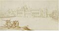 Anhonie Crussens - Hunters resting on the board of a river in front of Tervuren Castle near Brussels