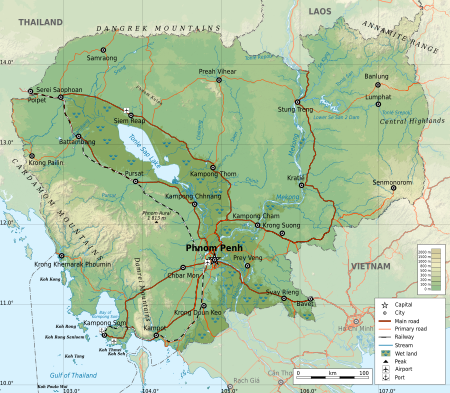 Cambodia Geographic map en