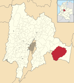 Location of the municipality and town of Medina in the Cundinamarca Department of Colombia