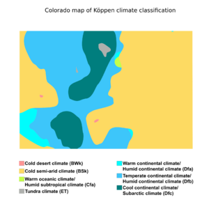 Colorado map of Köppen climate classification