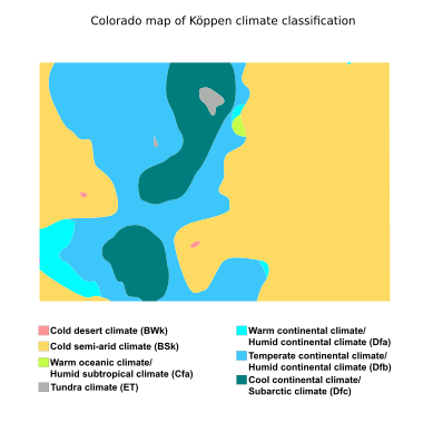 Colorado map of Köppen climate classification