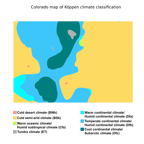 Image Colorado map of Köppen climate classification