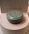 Cosmetic box, stoneware with celadon glaze, Goryeo Dynasty