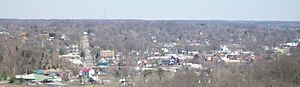 Downtown Corydon Indiana viewed from the Pilot Knob in the Hayswood Nature Reserve