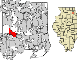 Location of Warrenville in DuPage County, Illinois.