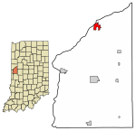 Location of Attica in Fountain County, Indiana.