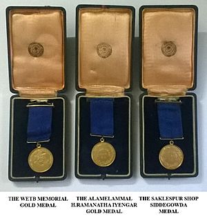 Gold medals won by C.H. Prahlada Rao at Maharaja's College (1948)