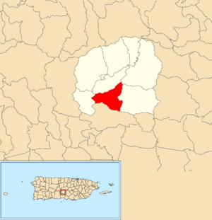Location of Hato Puerco Abajo within the municipality of Villalba shown in red