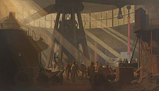 In the Gun Factory at Woolwich Arsenal, 1918 Art.IWMART1984