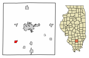 Location of Waltonville in Jefferson County, Illinois