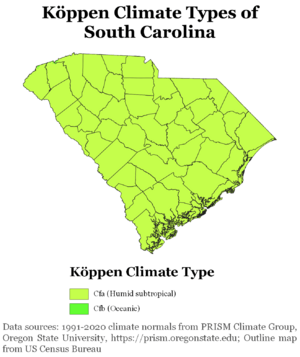 Köppen Climate Types South Carolina