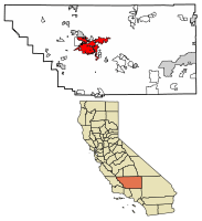 Location of Bakersfield in Kern County, California