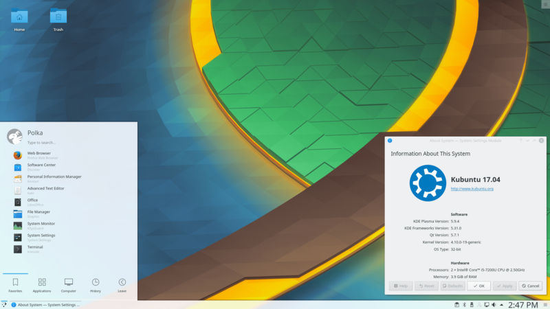 Kubuntu 17.04 screenshot