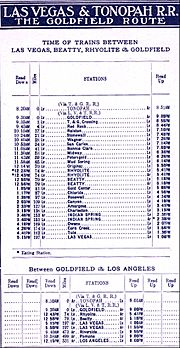 Las Vegas and Tonopah Railroad 1910 train schedule